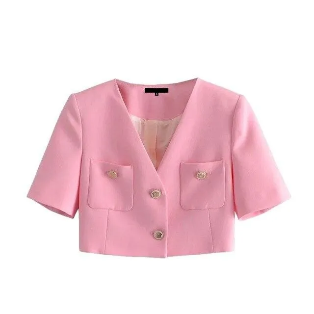 CROPPED BLAZER WITH PATCH POCKETS