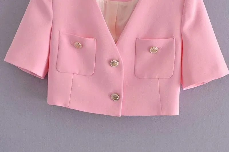 CROPPED BLAZER WITH PATCH POCKETS