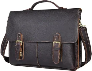 CSCDD Vintage Casual Leather Briefcase Business Men's Bag Handbag Shoulder Bag Computer Bag(E)