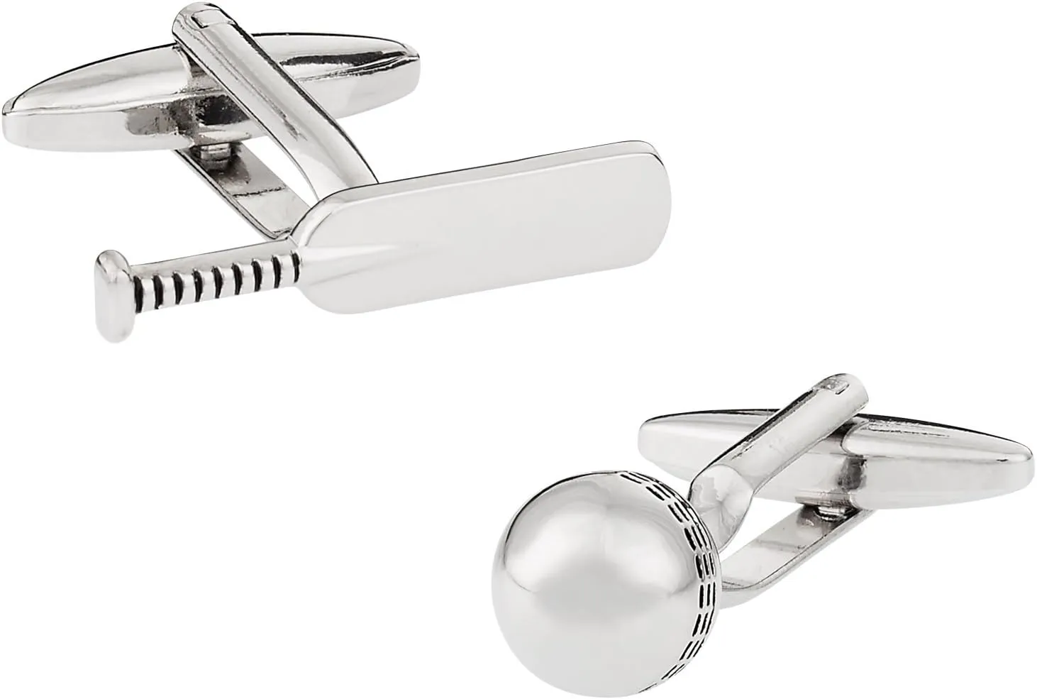 Cuff-Daddy Cricket Bat and Ball Silver Cufflinks with Presentation Box