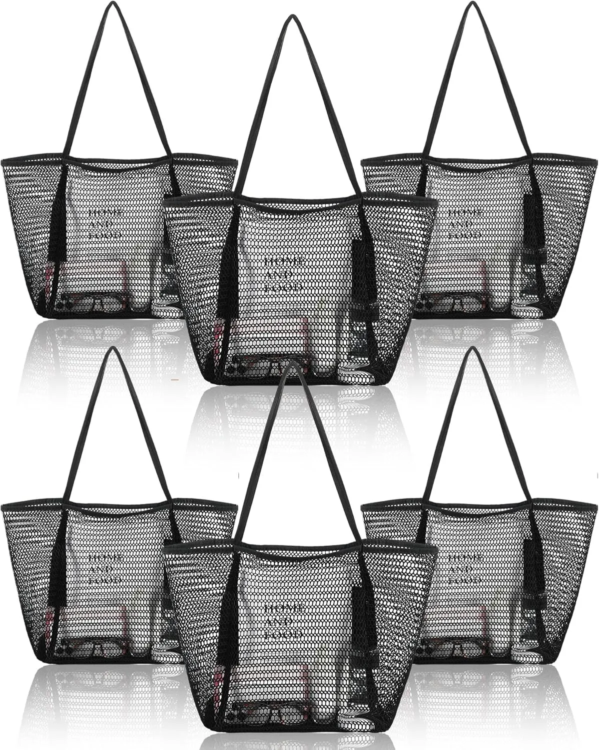 Cunno 6 Pieces Mesh Beach Tote Bag for Women Summer Waterproof Sandproof Shoulder Bag for Travel Vacation Shopping Picnic