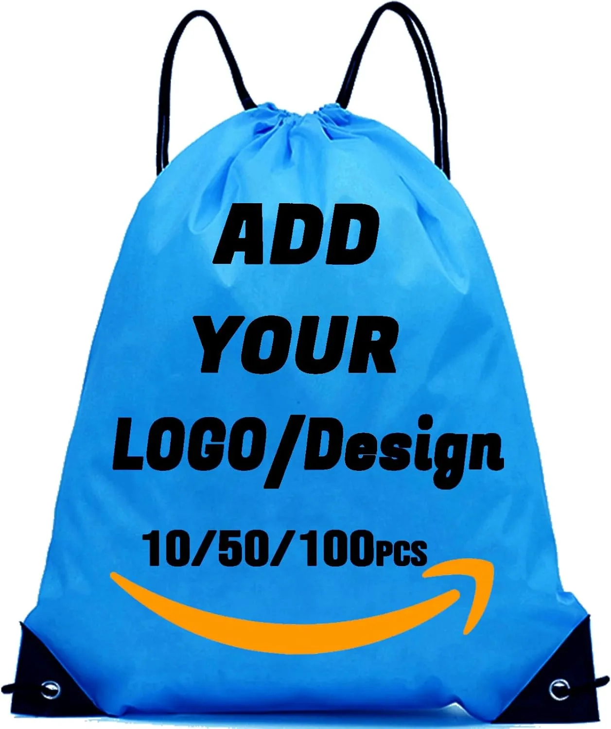 Custom Drawstring Backpack 10/50/100/200 Pcs Personalized Bulk Sport Draw String Bags with Logo, Text, Design, Customized Promotional Items Dodge Blue