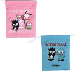 Cute Kawaii Mini Drawstring Bag - Perfect for Travel Toiletries, Makeup, Coin Pouch, and Vacation Essentials -7.2 inches 1pc (Hanging-Yodon,Bad-Batz-Maroo, Pocahco-Dog-Pink&blue green)
