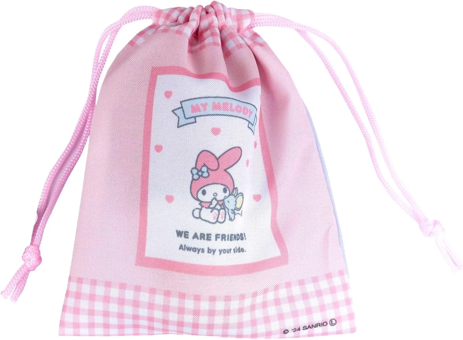 Cute Kawaii Mini Drawstring Bag - Perfect for Travel Toiletries, Makeup, Coin Pouch, and Vacation Essentials -7.2 inches 1pc (My-Meloday, Kuormi-Bunny-Pink&purple)