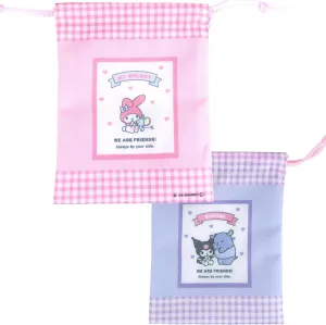Cute Kawaii Mini Drawstring Bag - Perfect for Travel Toiletries, Makeup, Coin Pouch, and Vacation Essentials -7.2 inches 1pc (My-Meloday, Kuormi-Bunny-Pink&purple)