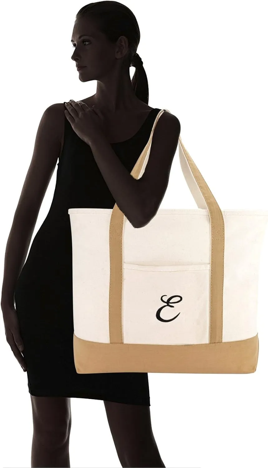 DALIX Tote Bag Satchel Shoulder Bags for Women Beach Totes Brown Ballent A - Z