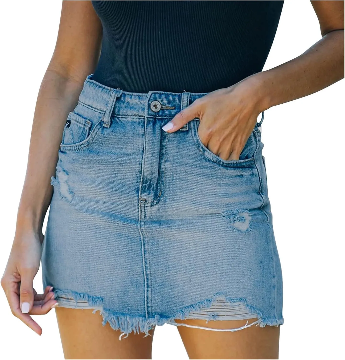 Denim Skirt for Women Fashion Elastic High Waisted Short Skirt Teen Girls Y2K Cute Going Out Vacation Work Jean Skirt