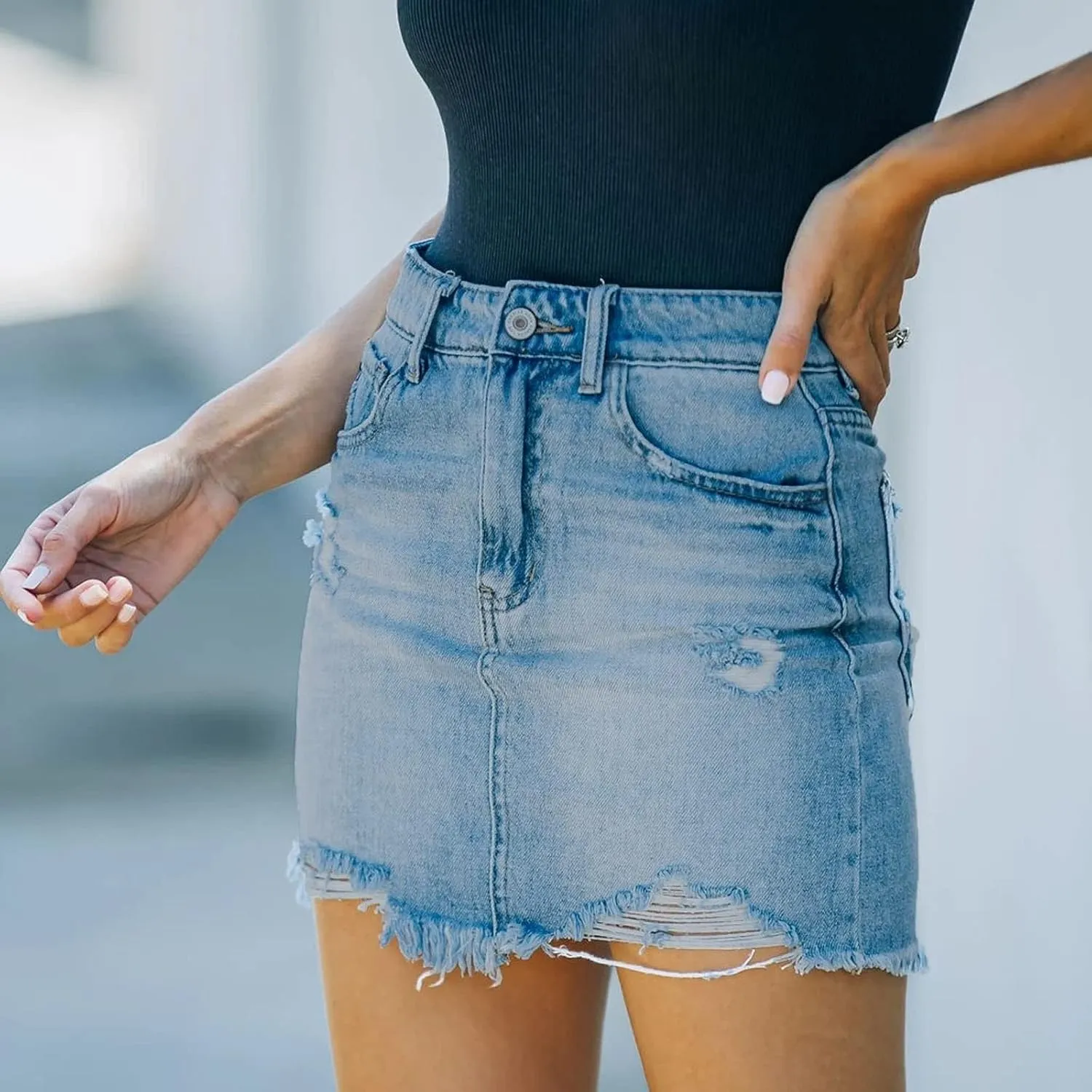 Denim Skirt for Women Fashion Elastic High Waisted Short Skirt Teen Girls Y2K Cute Going Out Vacation Work Jean Skirt