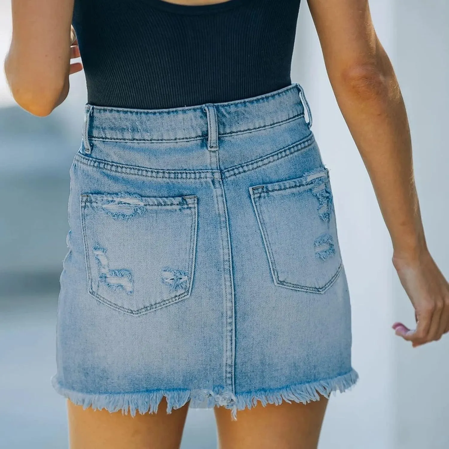 Denim Skirt for Women Fashion Elastic High Waisted Short Skirt Teen Girls Y2K Cute Going Out Vacation Work Jean Skirt