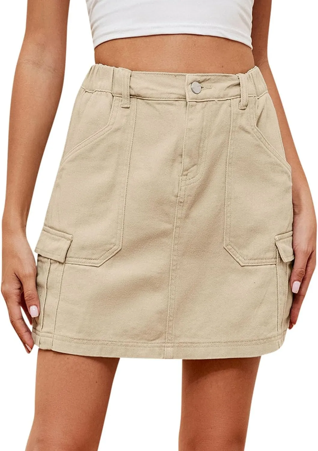 Denim Skirt for Women Fashion Elastic High Waisted Short Skirt Teen Girls Y2K Cute Going Out Vacation Work Jean Skirt