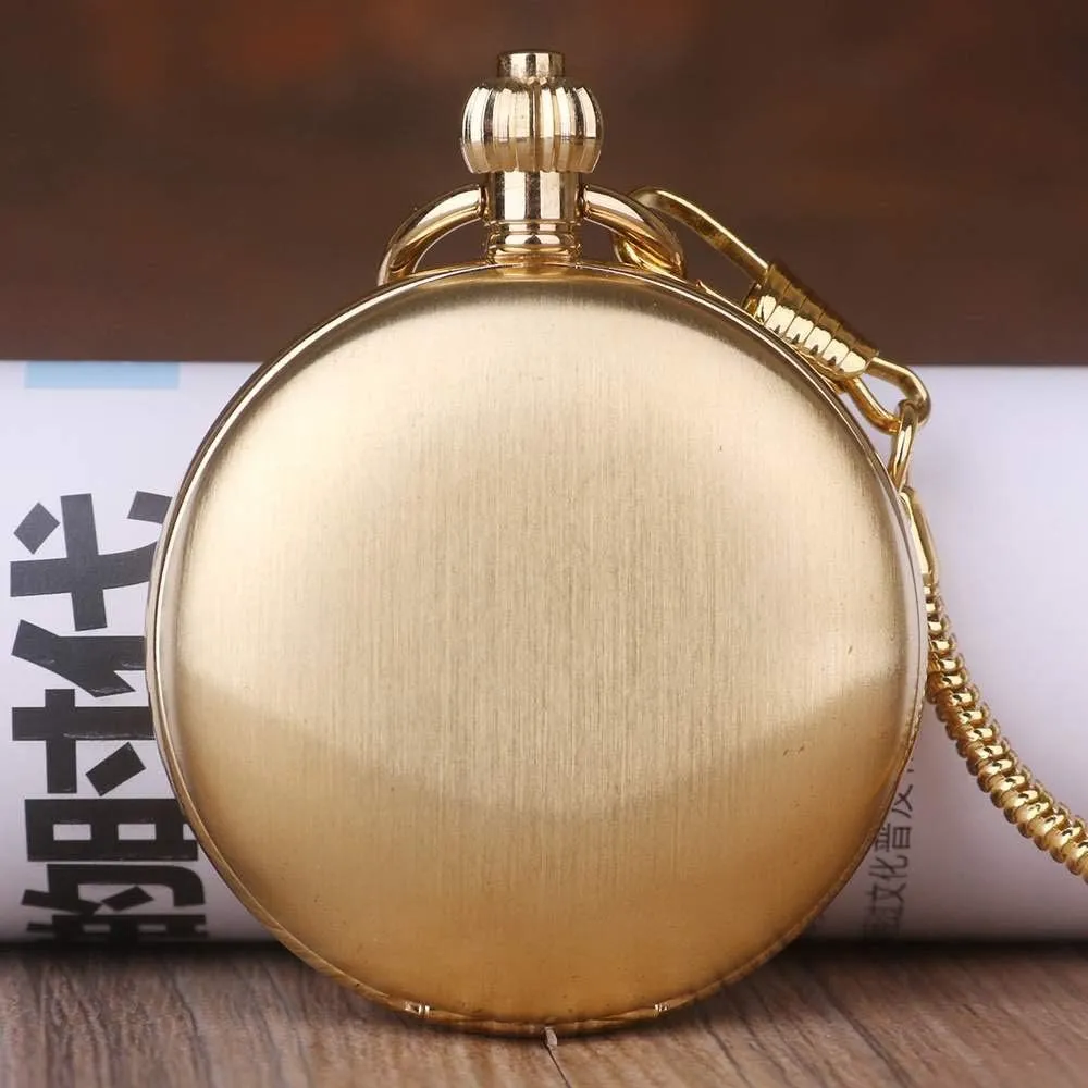 Dentily Vintage Copper Train London Design Hand Winding Mechanical Pocket Watch Mens Watches