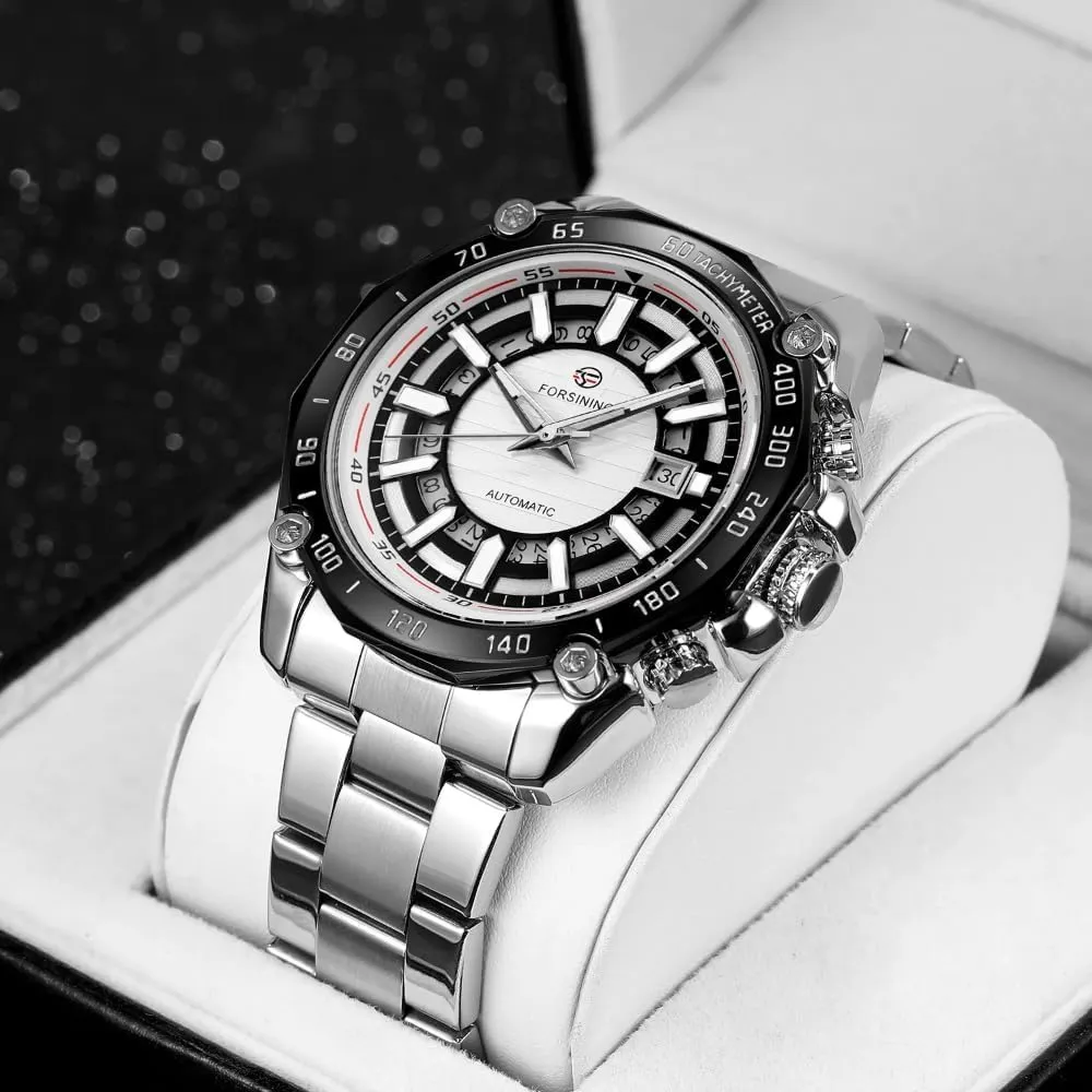 Design Timed Lap Men Automatic Mechanical Watches Men Luxury Stainless Steel Waterproof Watch Luminous Hands