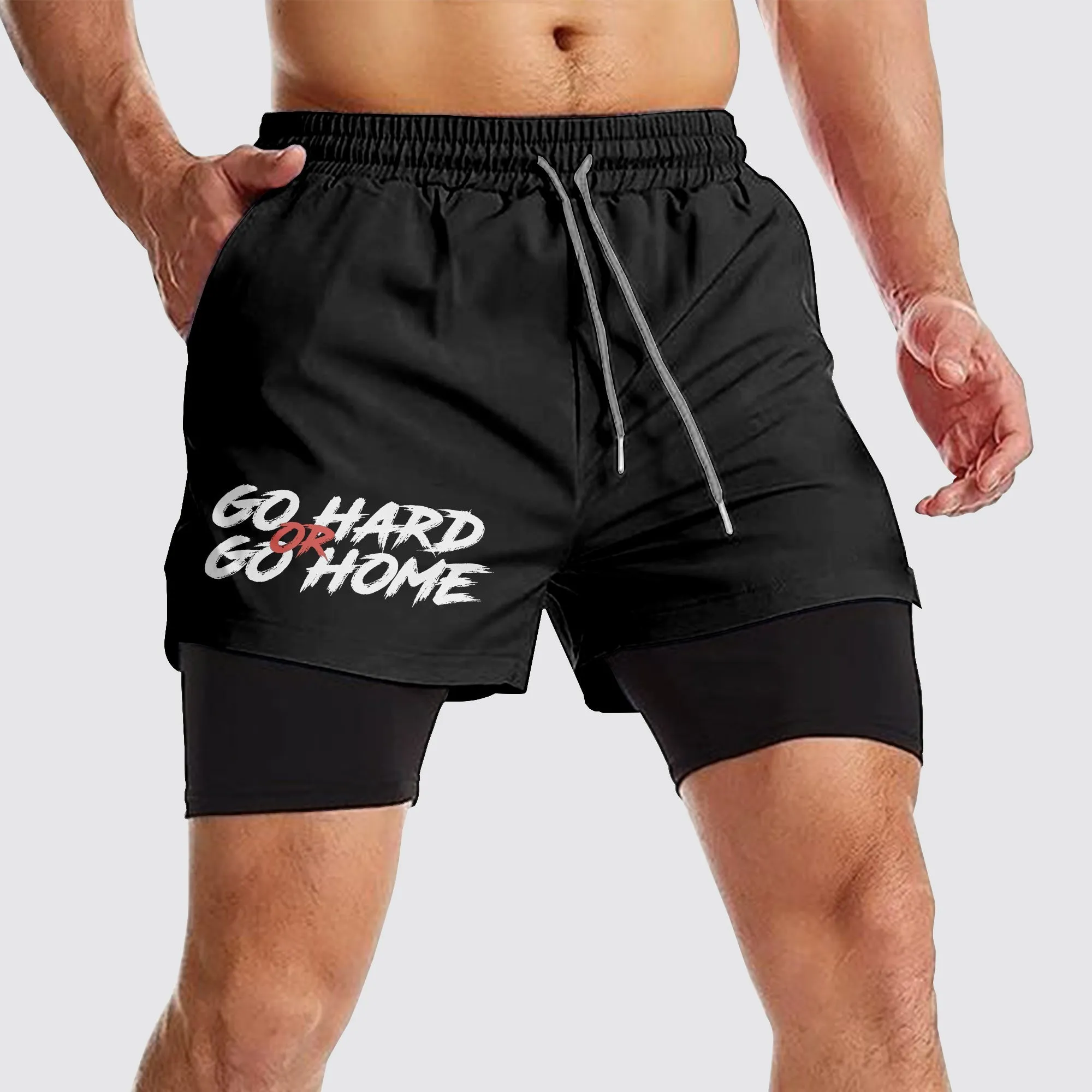 Double Layer Performance Shorts: Your Gym Training Essential!- AA02349