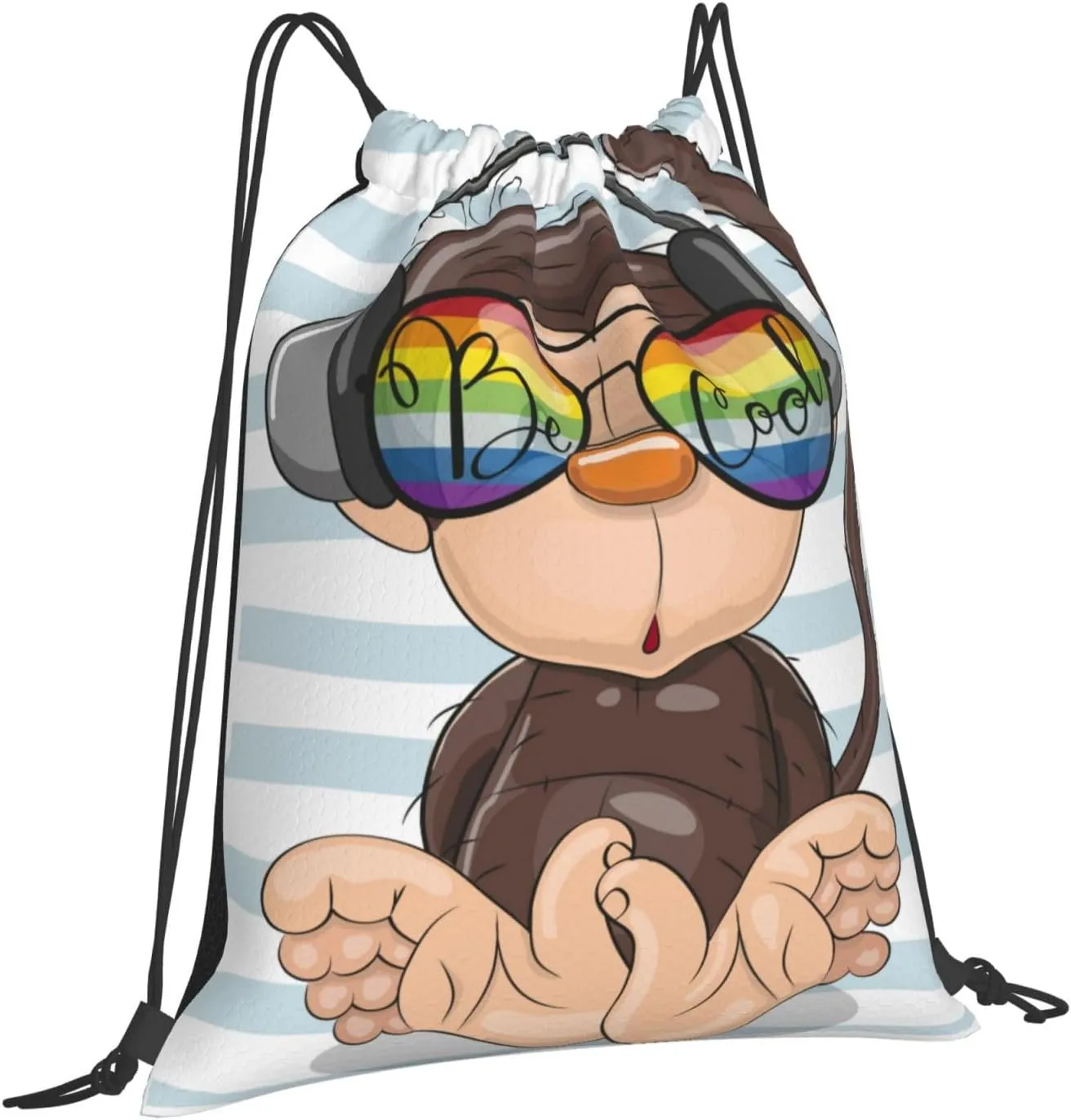 Dujiea Drawstring Backpack, Cool Cartoon Cute Monkey Gym Bag Sackpack Cinch Sports Backpack For Men Women Hiking Shopping Yoga Swimming Traveling