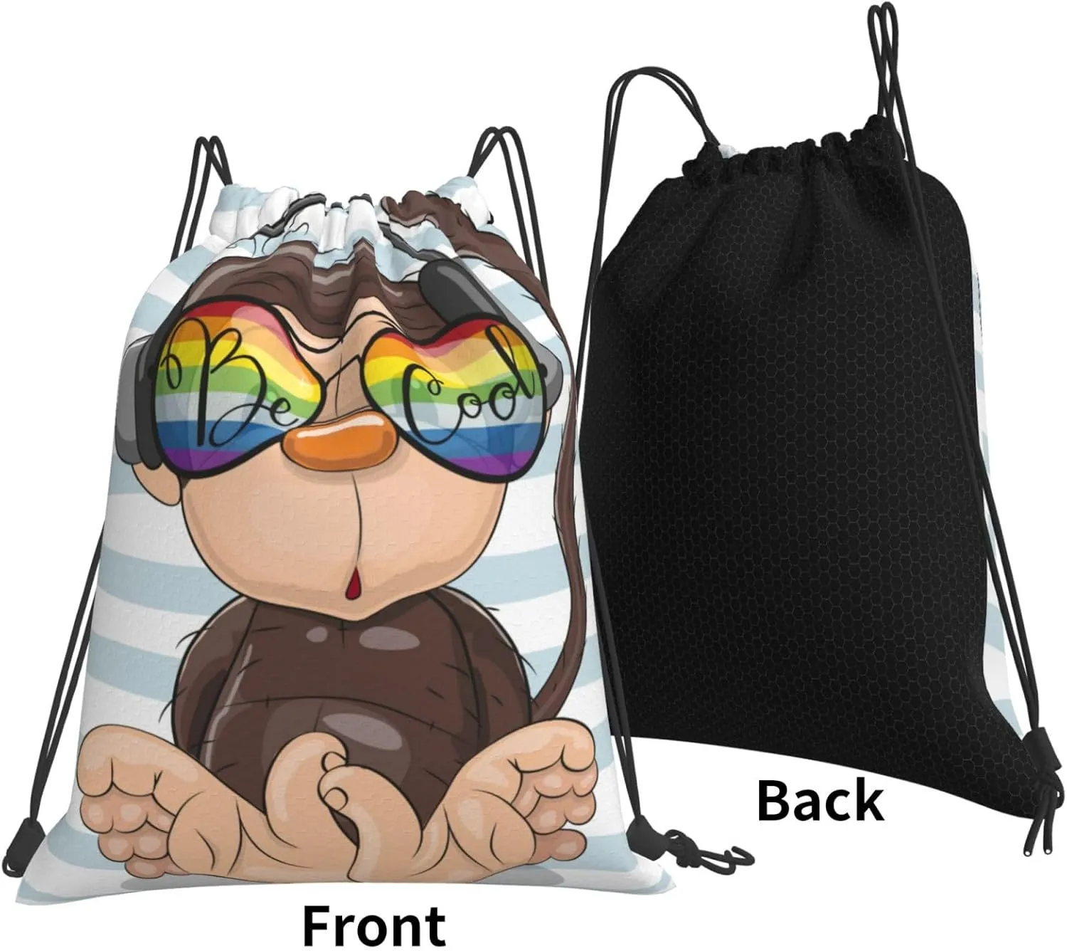 Dujiea Drawstring Backpack, Cool Cartoon Cute Monkey Gym Bag Sackpack Cinch Sports Backpack For Men Women Hiking Shopping Yoga Swimming Traveling