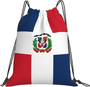 Dujiea Drawstring Backpack, Flag Of Dominican Republic Gym Bag Sackpack Cinch Sports Backpack For Men Women Hiking Shopping Yoga Swimming Traveling
