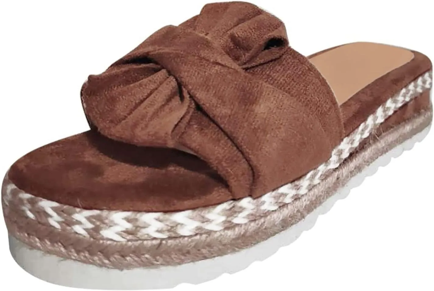 Eduavar Espadrille Sandals for Women, Sandals for Women Dressy Summer Bow Tie Open Toe Slip-on Sandals Wedge Platform Sandals