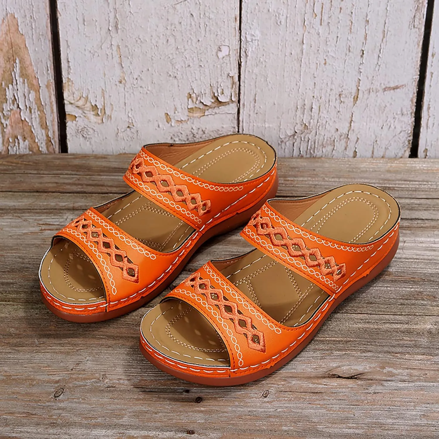 Eduavar Orthopedic Sandals for Women, Sandals for Women Dressy Summer Breathable Open Toe Flat Sandals Casual Beach Slippers
