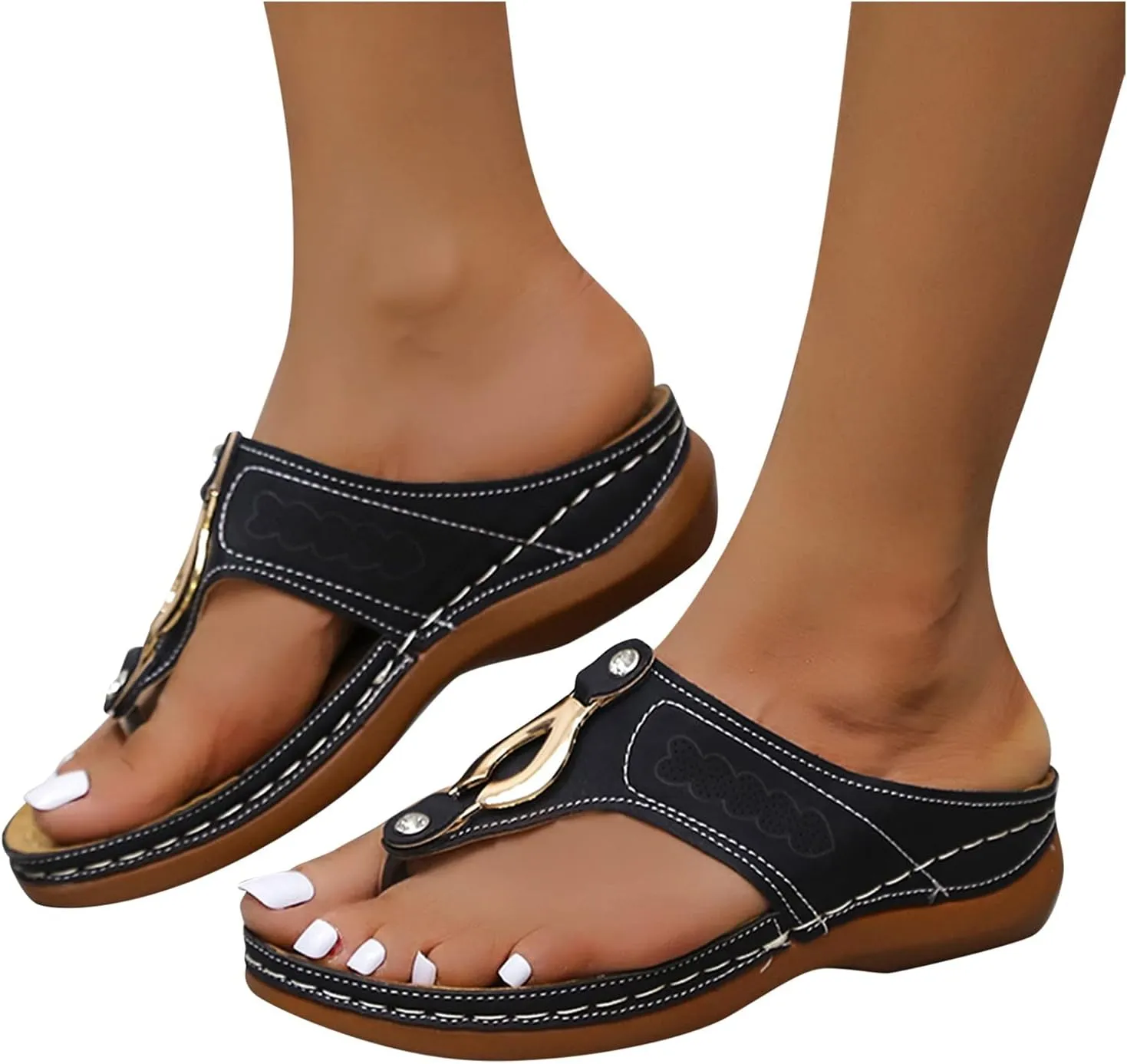 Eduavar Sandals for Women Dressy, Orthopedic Sandals for Women Walking Slippers Anti-Slip Sandal Slip On Flip Flops