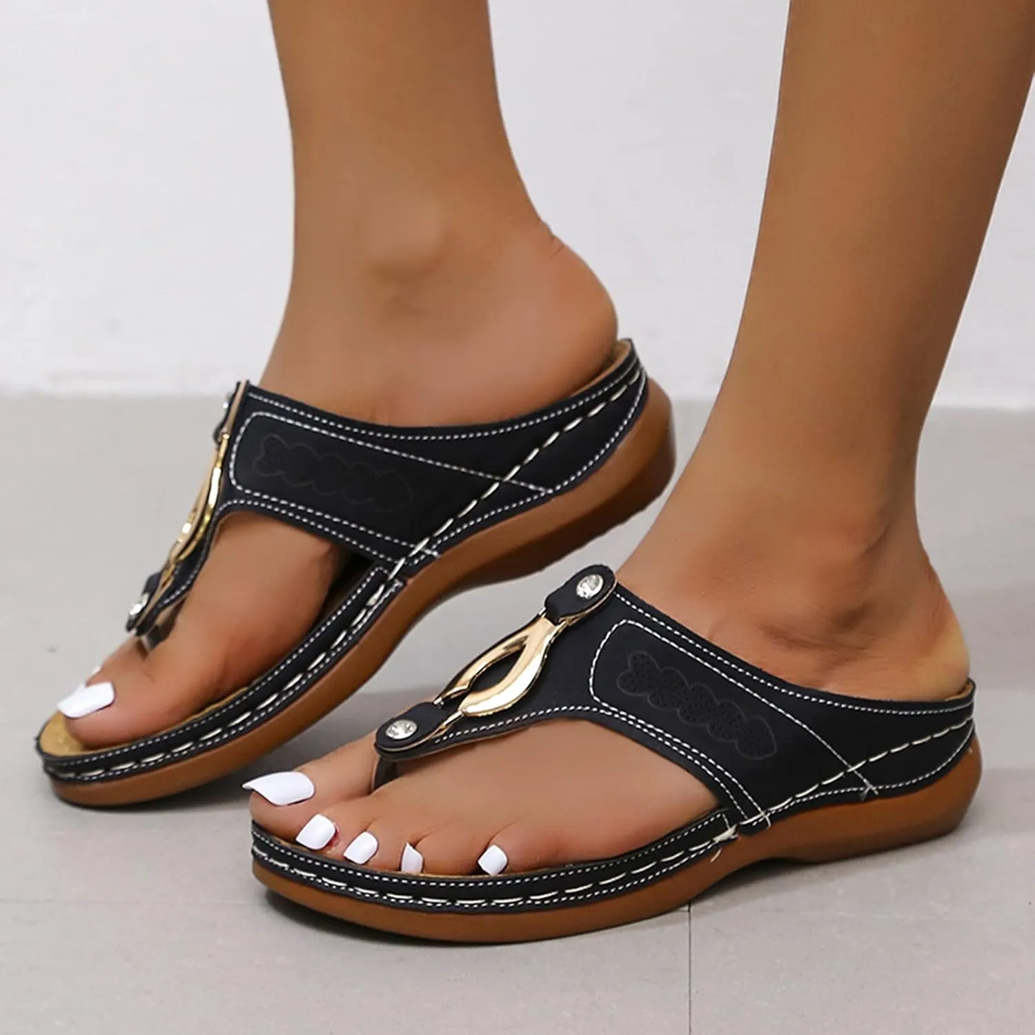 Eduavar Sandals for Women Dressy, Orthopedic Sandals for Women Walking Slippers Anti-Slip Sandal Slip On Flip Flops