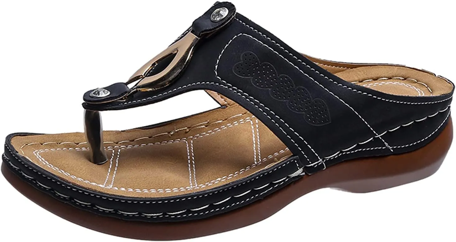 Eduavar Sandals for Women Dressy, Orthopedic Sandals for Women Walking Slippers Anti-Slip Sandal Slip On Flip Flops