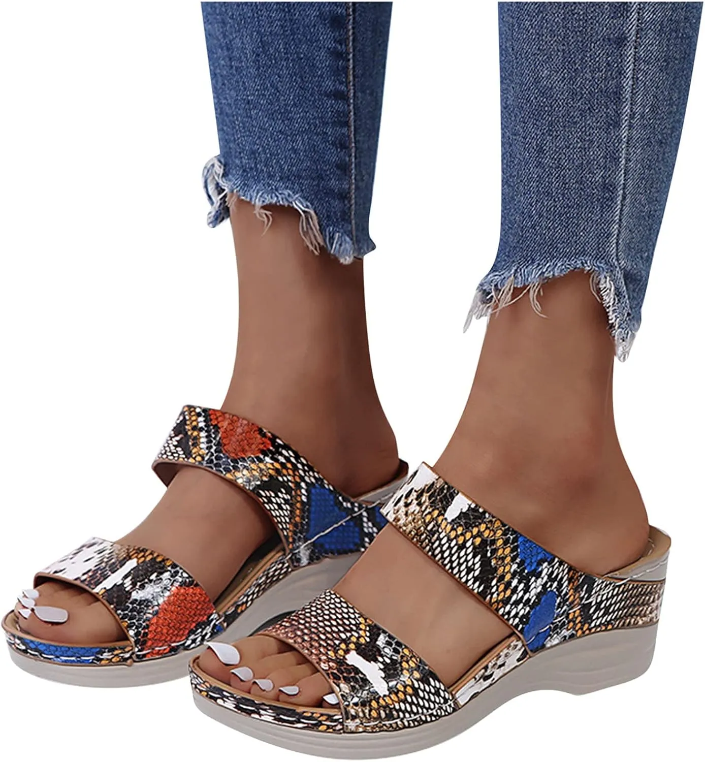 Eduavar Womens Wedge Sandals, Summer Sandals for Women 2023 Wedge Sandals Anti-Slip Outdoor Walking Sandals Shoes