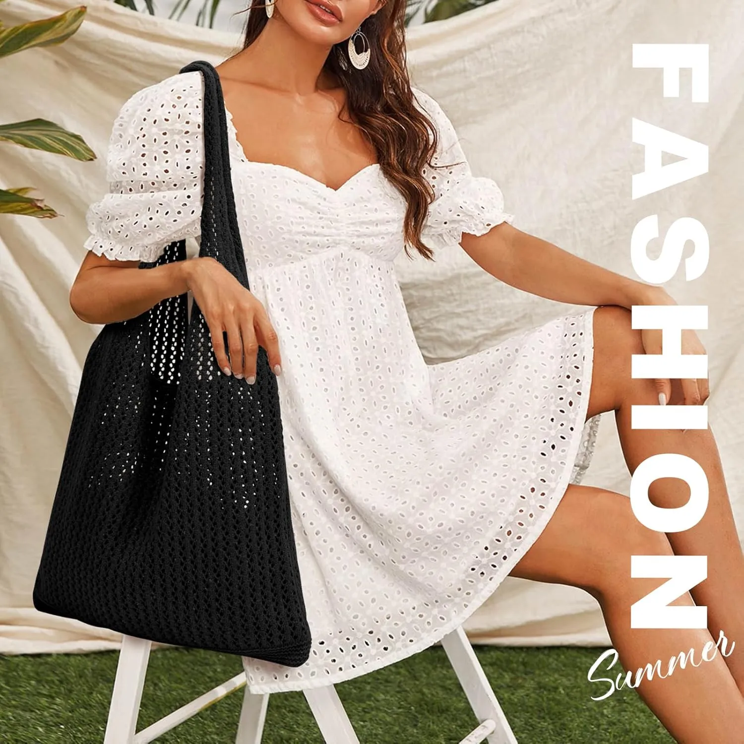 EIMMBD Crochet Bags for Women Beach Totes Bags Aesthetic Summer Tote Shoulder Hippie Bag Knit Bag