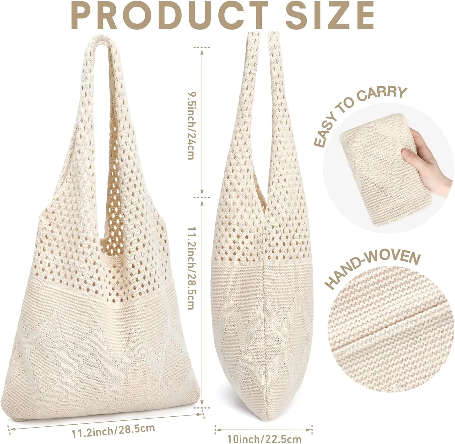 EIMMBD Crochet Bags for Women Beach Totes Bags Aesthetic Summer Tote Shoulder Hippie Bag Knit Bag
