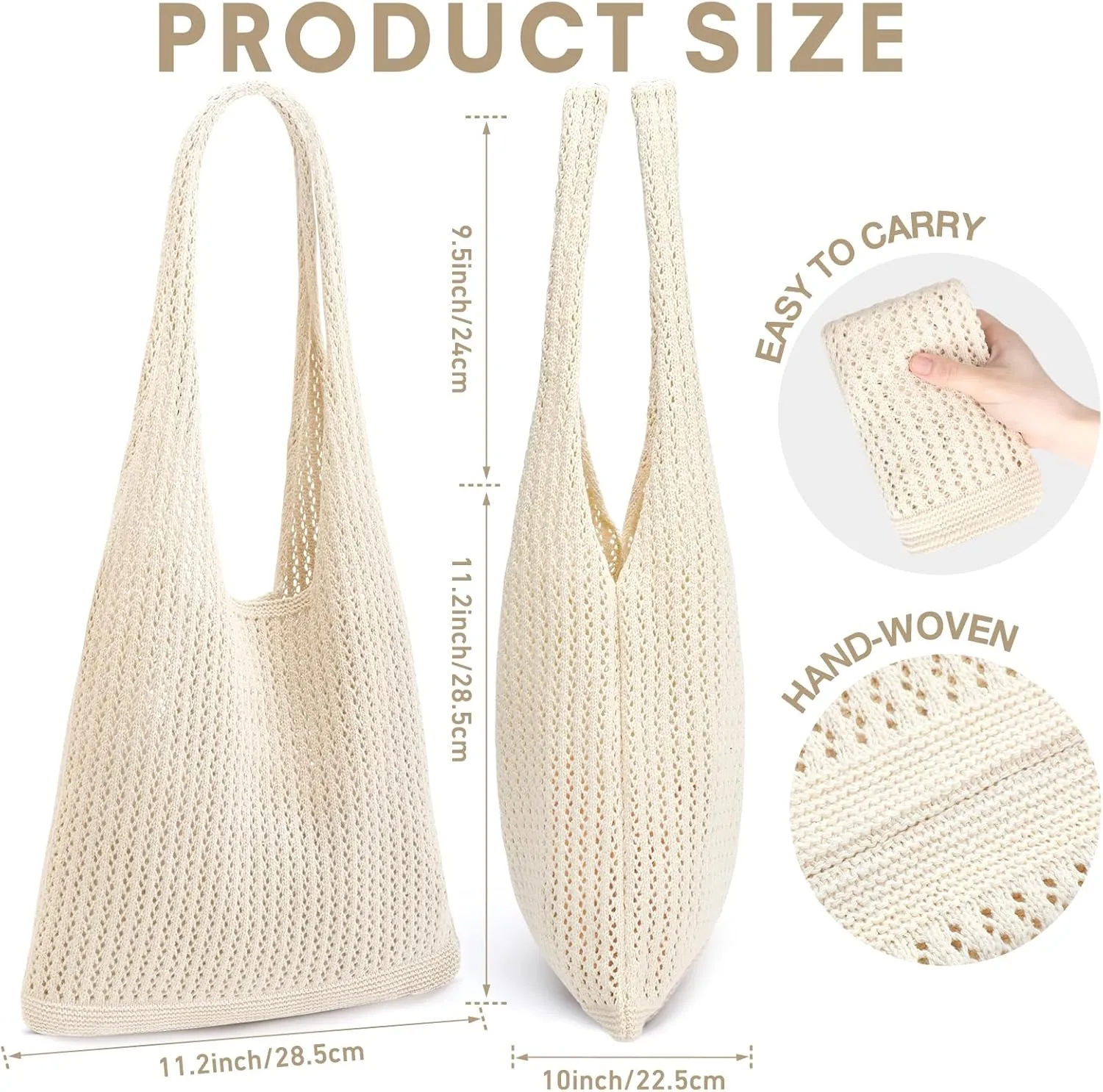 EIMMBD Crochet Bags for Women Beach Totes Bags Aesthetic Summer Tote Shoulder Hippie Bag Knit Bag