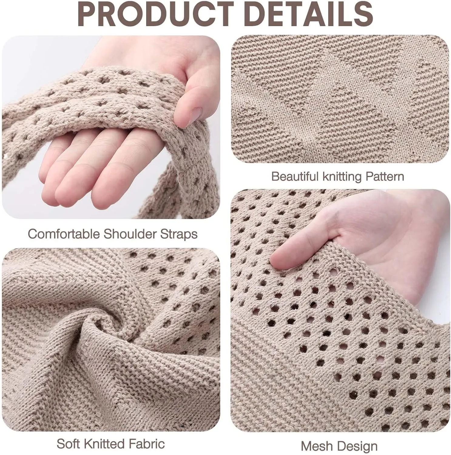 EIMMBD Crochet Bags for Women Beach Totes Bags Aesthetic Summer Tote Shoulder Hippie Bag Knit Bag