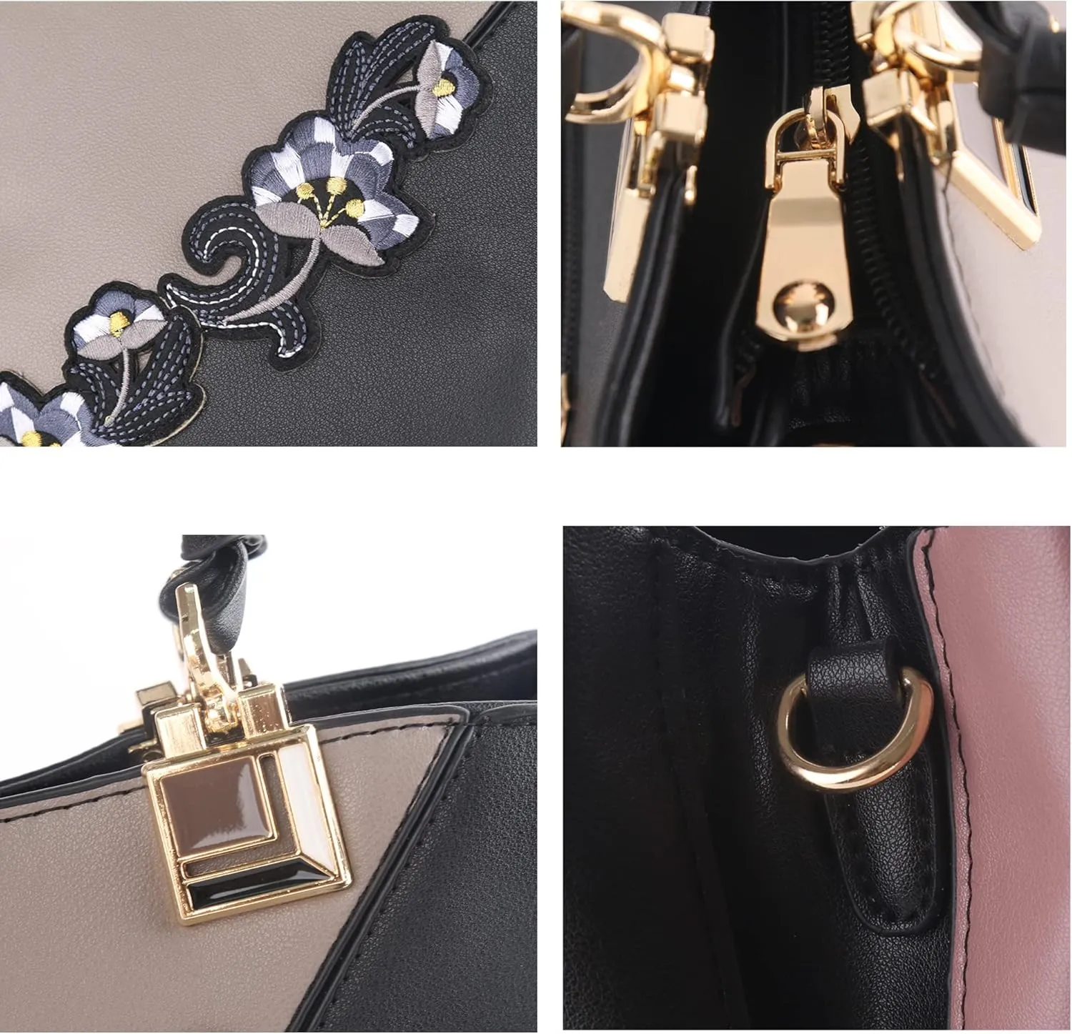ELDA Purses and Handbags for Women Embroidery Top Handle Satchel Fashion Ladies Shoulder Bag Tote Purse Messenger Bags