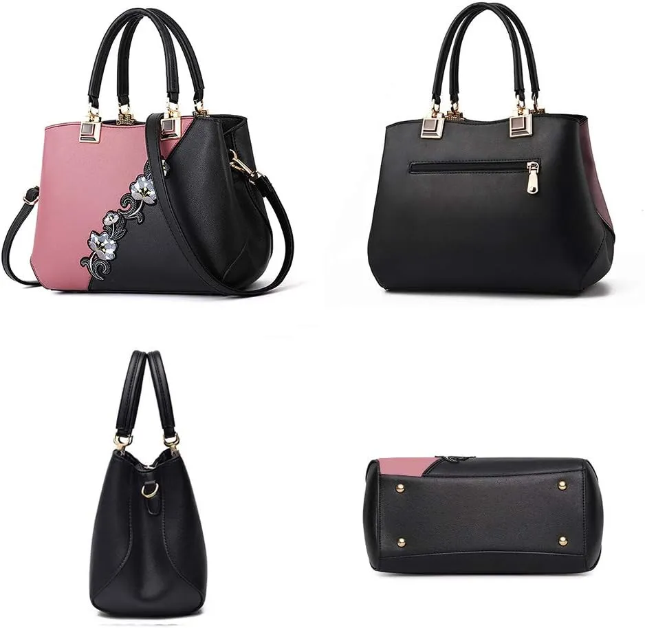 ELDA Purses and Handbags for Women Embroidery Top Handle Satchel Fashion Ladies Shoulder Bag Tote Purse Messenger Bags