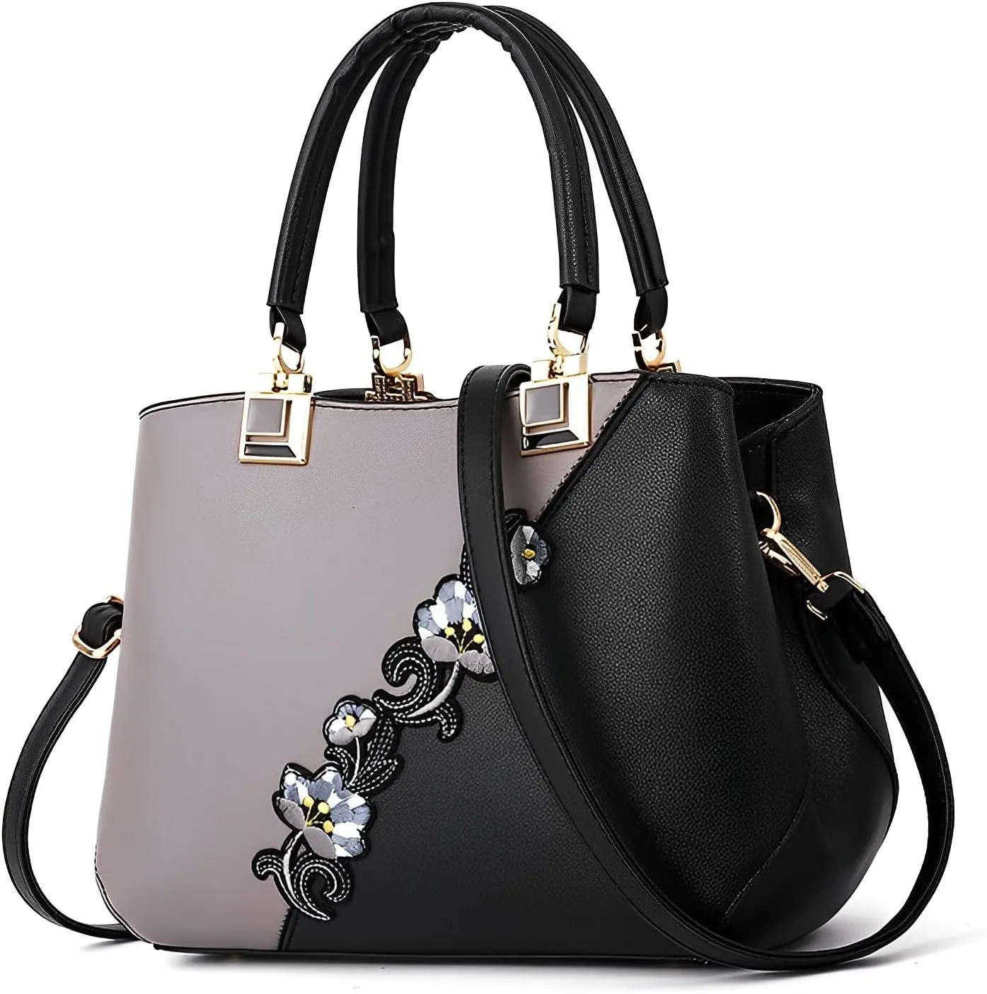 ELDA Purses and Handbags for Women Embroidery Top Handle Satchel Fashion Ladies Shoulder Bag Tote Purse Messenger Bags