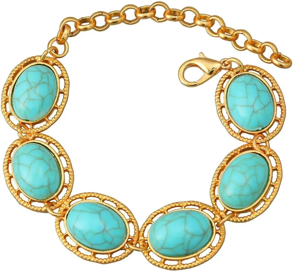 European and American Bracelet Turquoise Handmade Women's Oval Resin