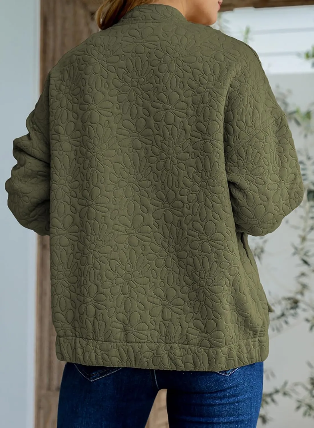 EVALESS Bomber Jackets for Women Spring Fashion 2025 Cute Jacquard Coats Lightweight Zip Up Jackets Dressy Casual