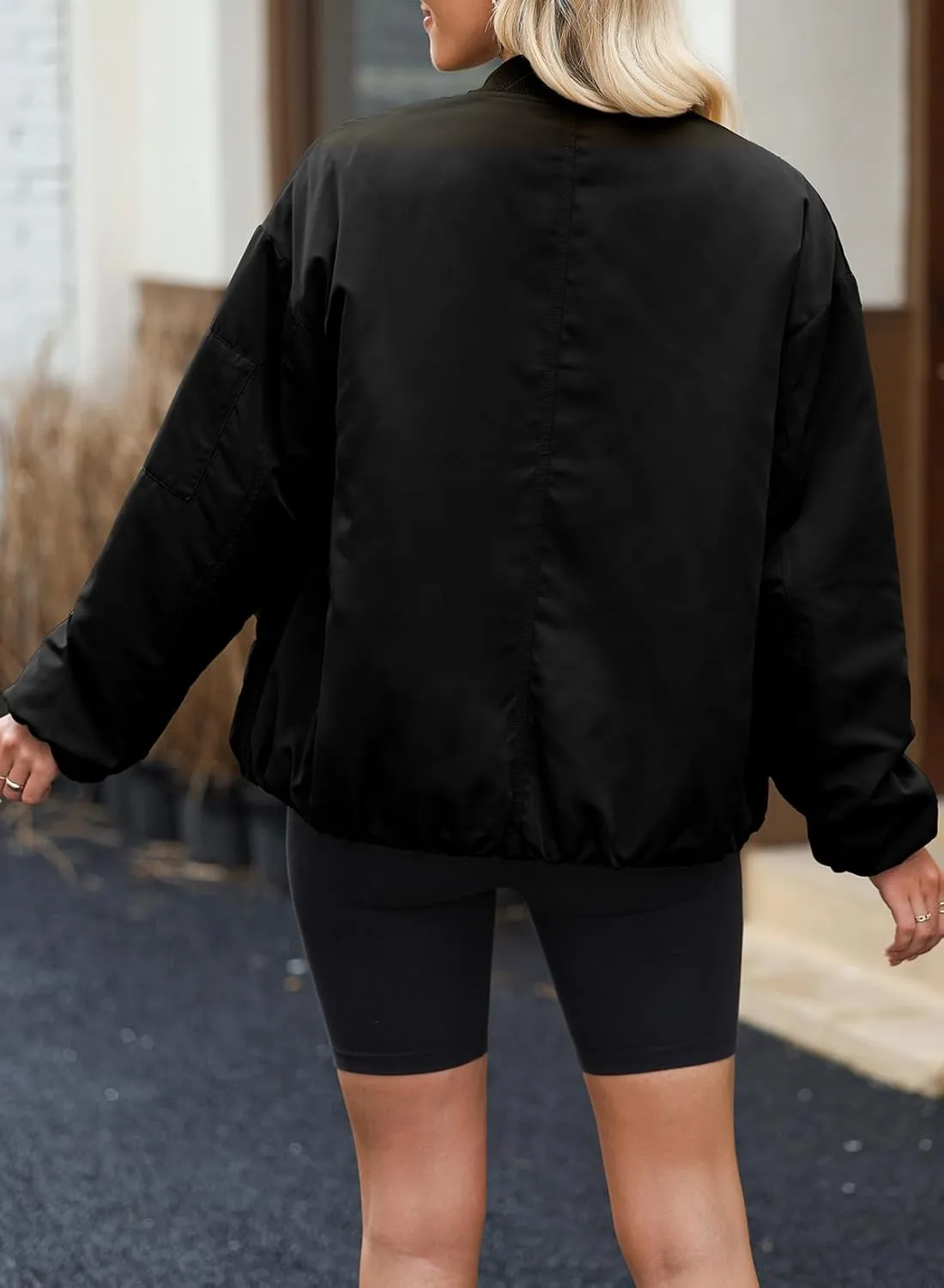 EVALESS Puffer Jackets for Women Zip Up Oversized Bomber Jackets Winter Outfits for Women Dressy Causal