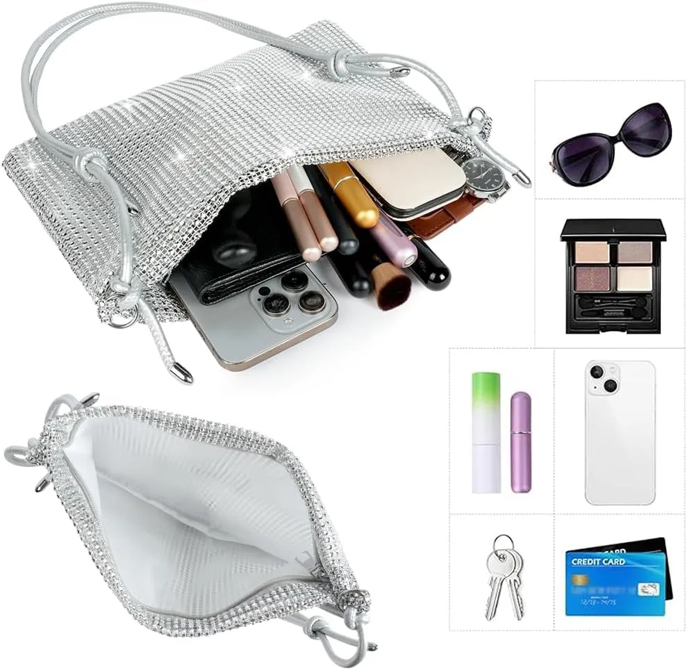 Evening Bag Clutch Purses for Women, Rhinestones Purse, Sparkling Envelope Evening Bag