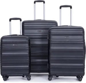 Expandable 3 Piece Luggage PC Luggage Set Lightweight & Durable Suitcase with Spinner Wheels & TSA Lock (21/25/29) Black