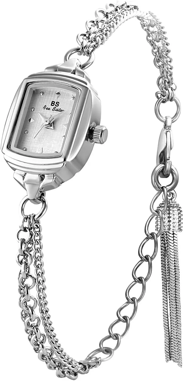 FANMIS Women Classic Vintage Bangle-Style Watch Dainty Small Dial Watch Luxury Dress Gold Bracelet Watch Ladies Minimalist Design Square Wrist Watches