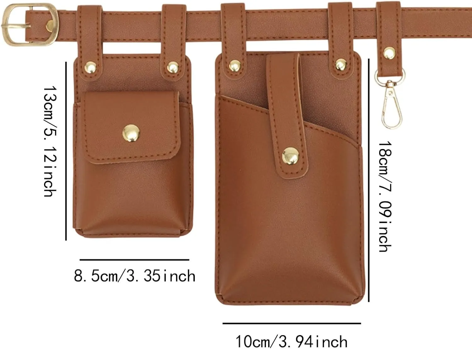 Fanny Pack PU Leather Sturdy Waist Organiser Belt Multifunctional Chic Waist Bag, Light Brown
