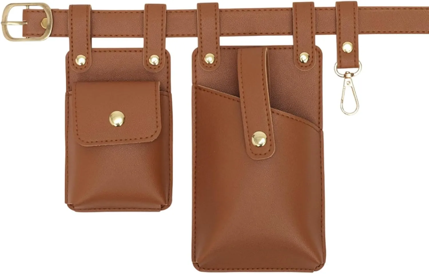 Fanny Pack PU Leather Sturdy Waist Organiser Belt Multifunctional Chic Waist Bag, Light Brown