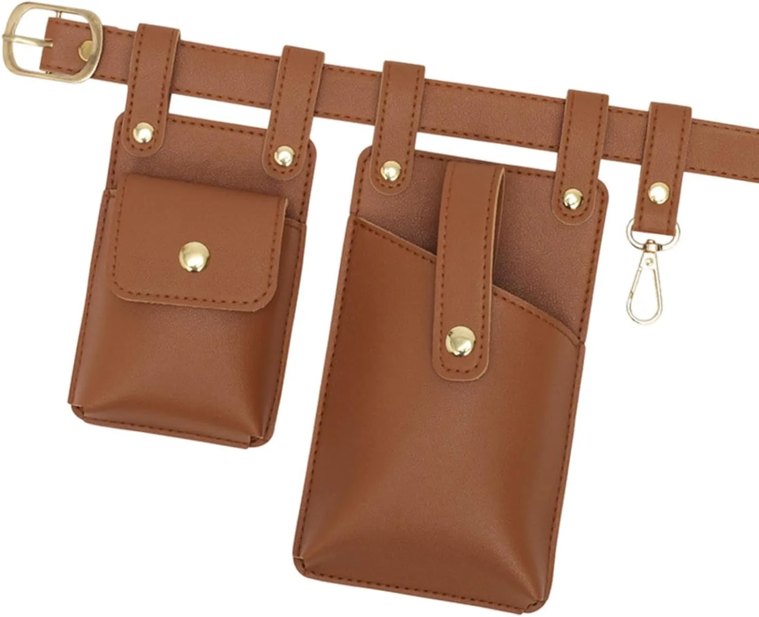 Fanny Pack PU Leather Sturdy Waist Organiser Belt Multifunctional Chic Waist Bag, Light Brown