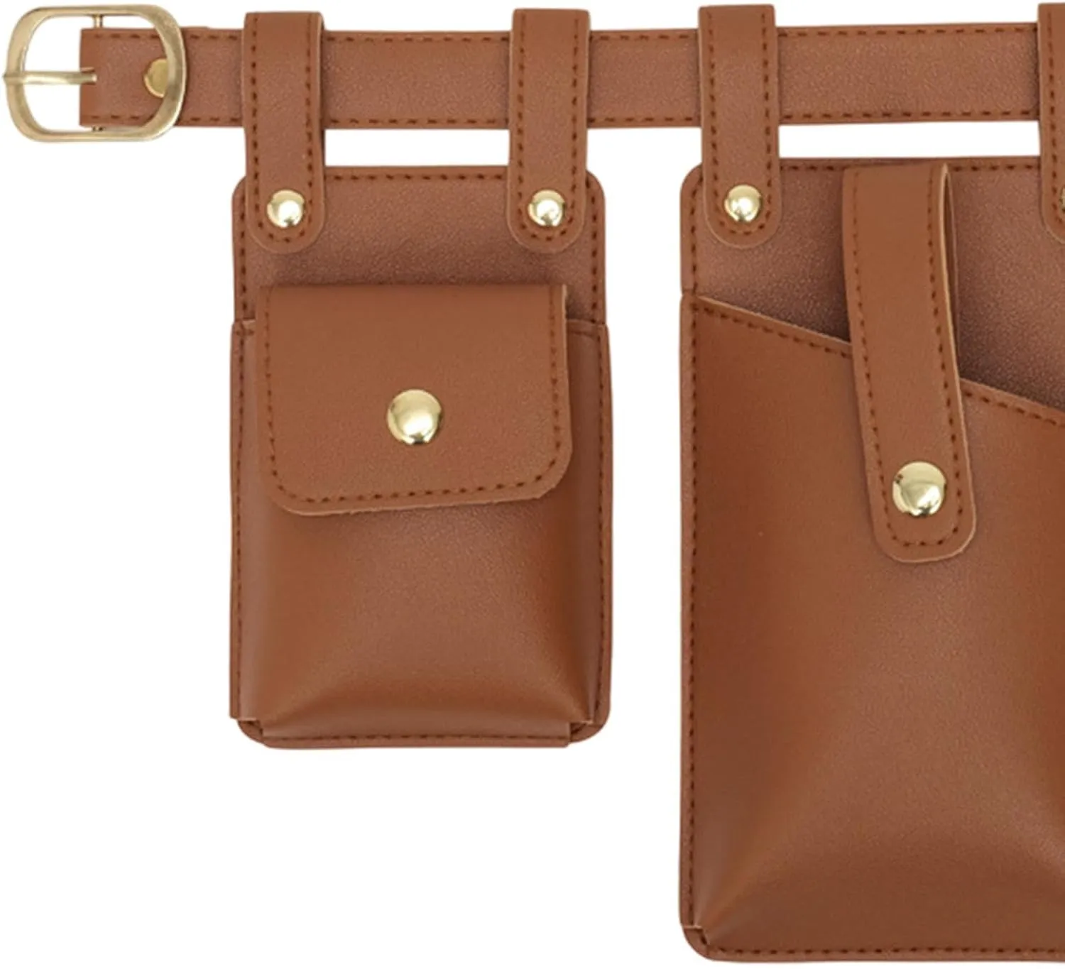 Fanny Pack PU Leather Sturdy Waist Organiser Belt Multifunctional Chic Waist Bag, Light Brown