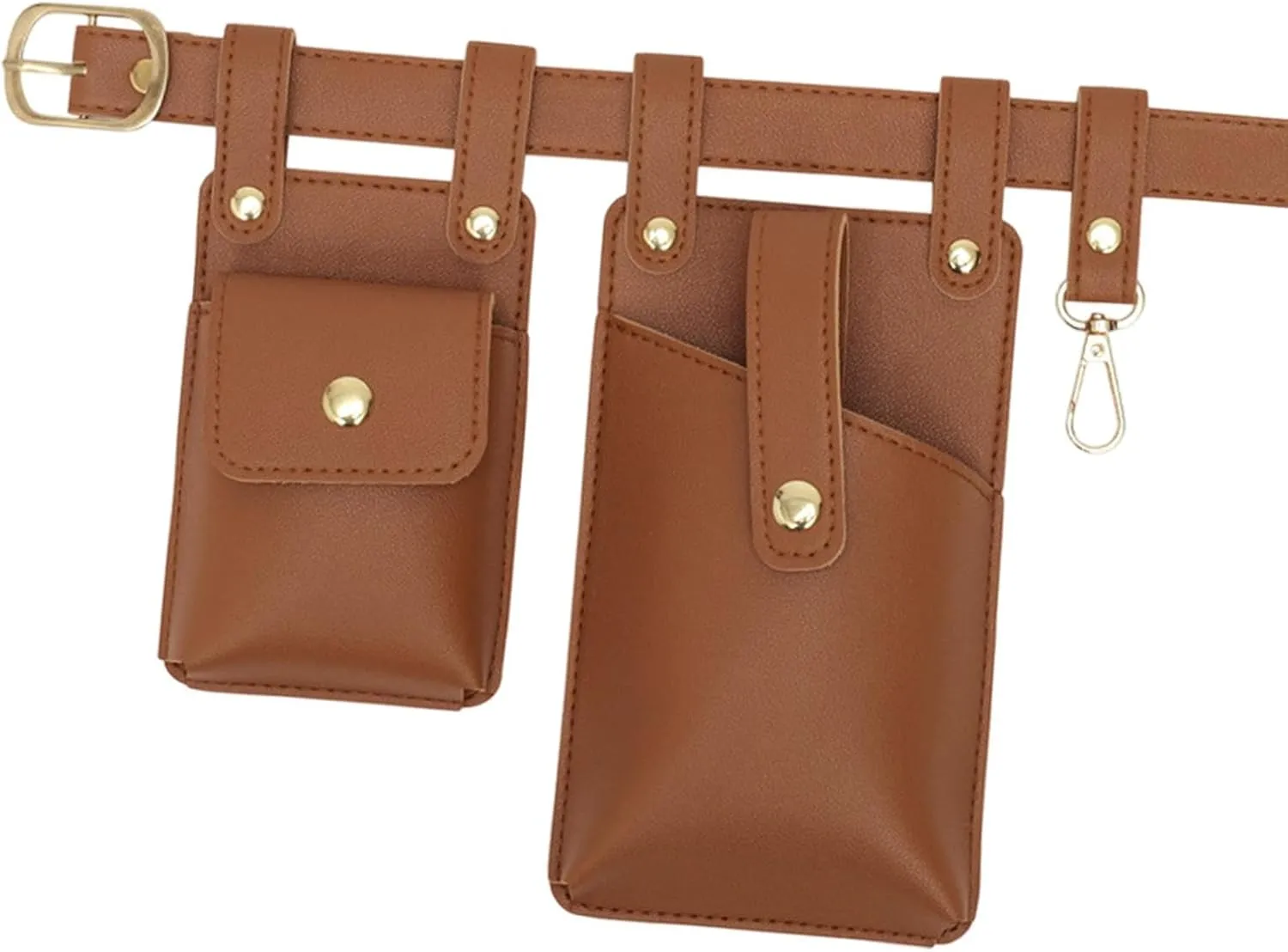 Fanny Pack PU Leather Sturdy Waist Organiser Belt Multifunctional Chic Waist Bag, Light Brown