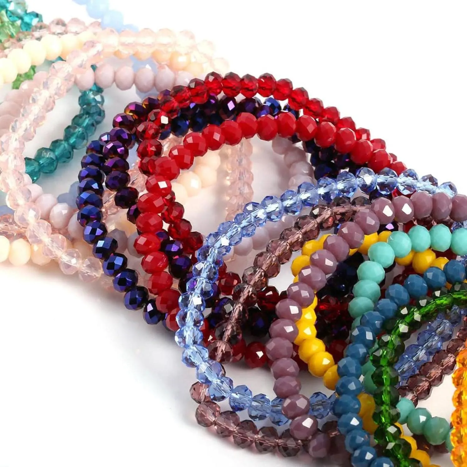 Fashion Colorful 4X6mm Glass Crystal Beaded Bracelets Rope Distance Bracelet Handmade Wrap Bracelet for Women
