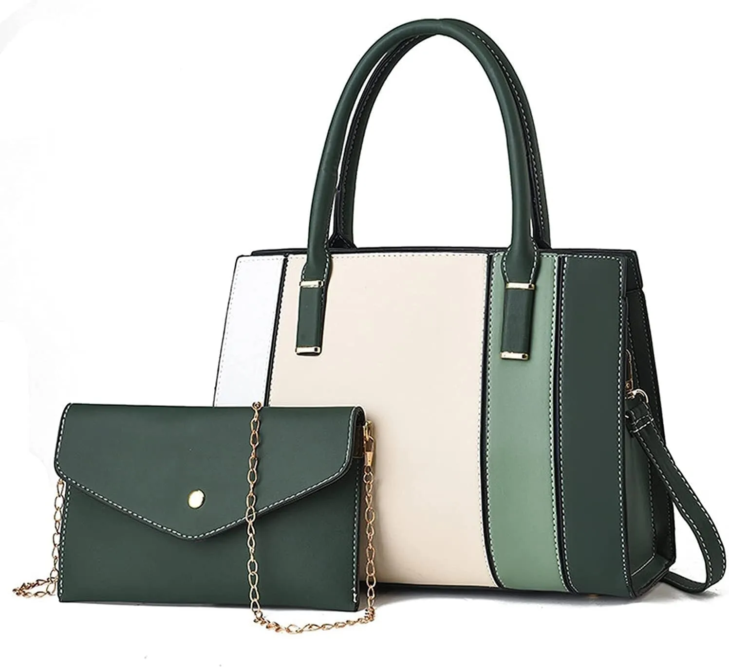 Fashion Simple Leather Splice Tote Bags Women's Contrast Color Hand Bag Patchwork Cross-Body Commuter Bag