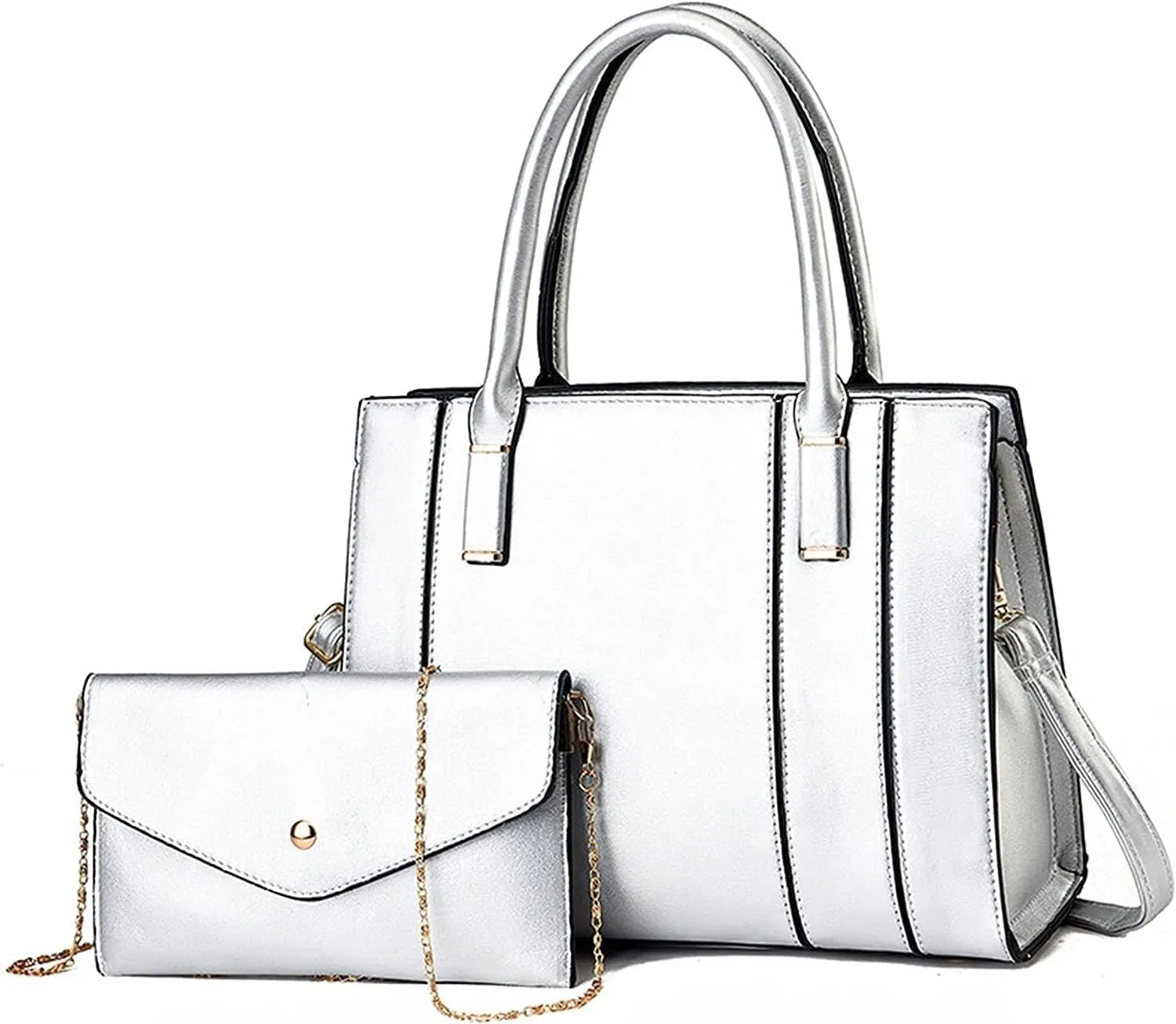 Fashion Simple Leather Splice Tote Bags Women's Contrast Color Hand Bag Patchwork Cross-Body Commuter Bag