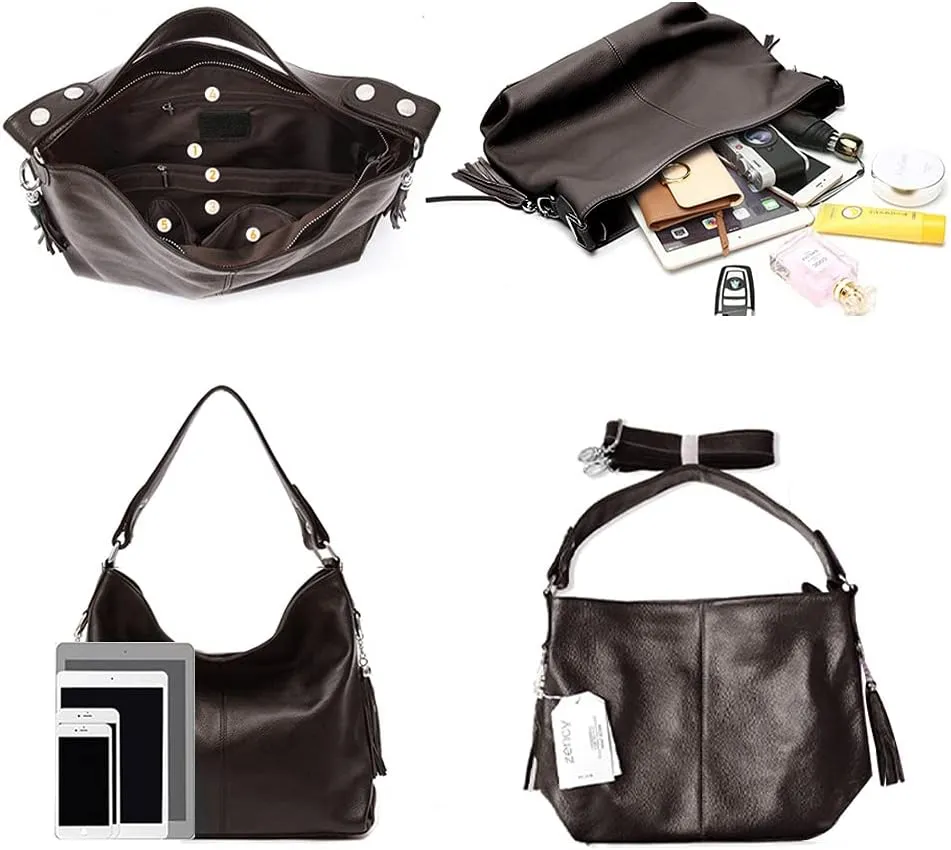Fashion Soft Real Genuine Leather Tassel Women's Handbag Ladies Shoulder Tote Messenger Hobo Bag Satchel