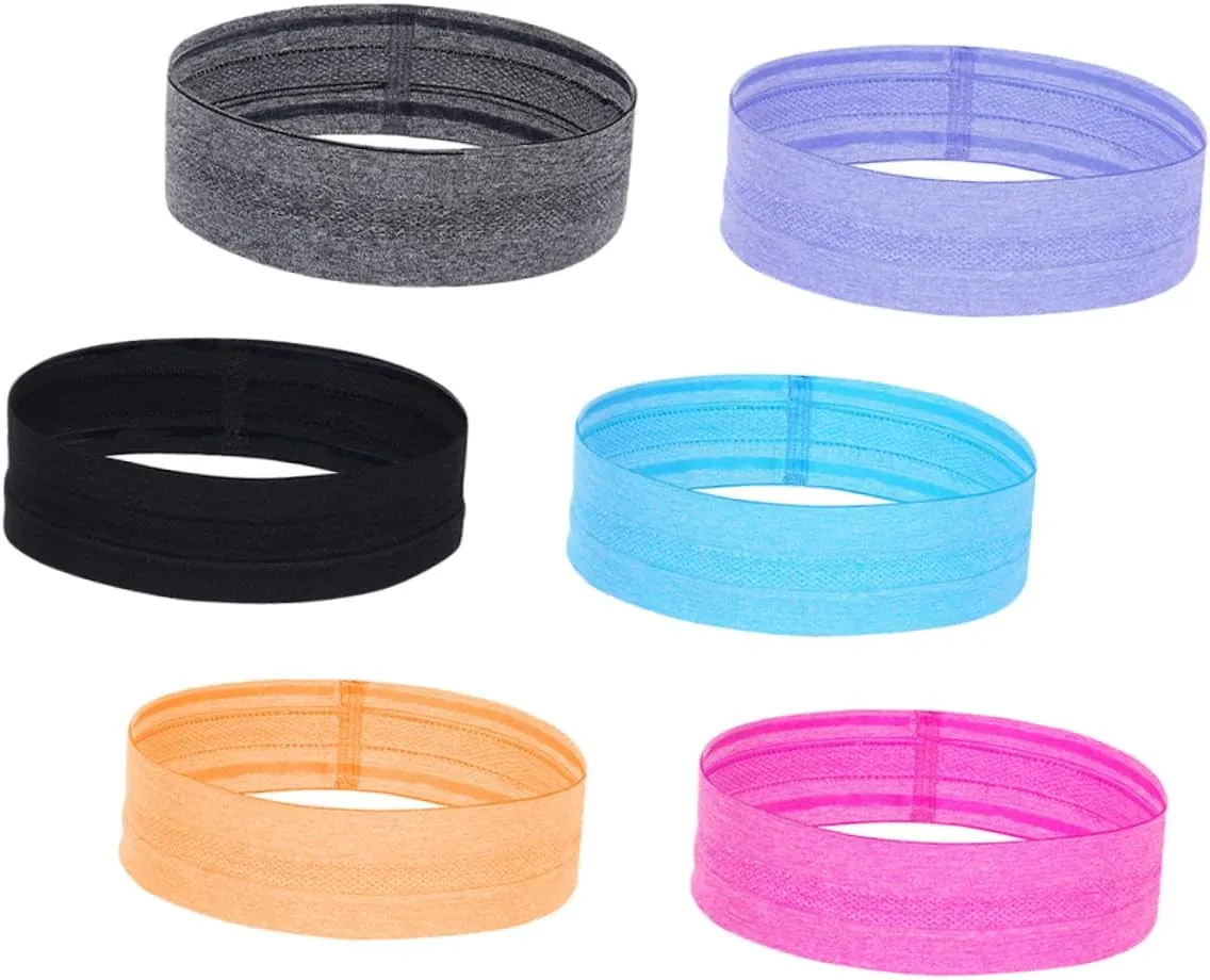 FAVOMOTO 6Pcs Stretchy Fitness Headbands for Yoga Running Sports Elastic Hair Accessories for Workout Non Slip Comfortable Material Friends Family