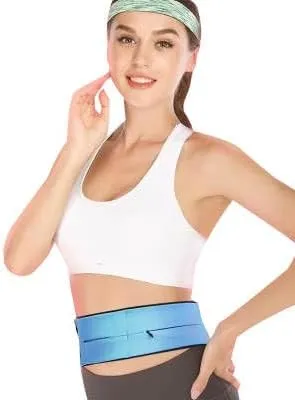 FlexiStash Durable Convenient Flexible Spandex Elastic Fitness Waist Belt With Zipper Fanny Pack Travel Sports Exercise Running Leisure Outdoor (BLACK, MEDIUM)